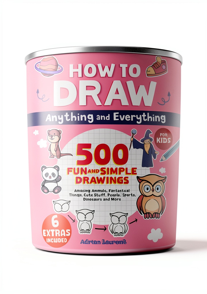 Child using Learn to Draw, Sketch and Cartoon Step-by-Step Art Books for Children at a kitchen table
