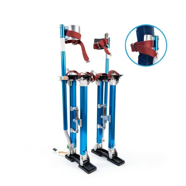 Painting Drywall Stilts,Adjustable Aluminum Tool Stilt for Plastering,18" - 30" Sheetrock Stilts,Professional Drywall Stilts, Blue-1